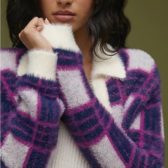 Anthropologie Plaid Cardigan sz Small - Picture 3 of 8